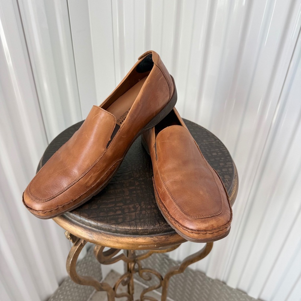 Mephisto Loafers Men 12.5 Tan EUC Cool-Air Leather Slip-On Square Toe Shoes